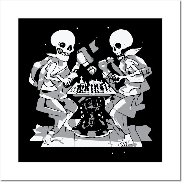 skeletons play chess Wall Art by lkn